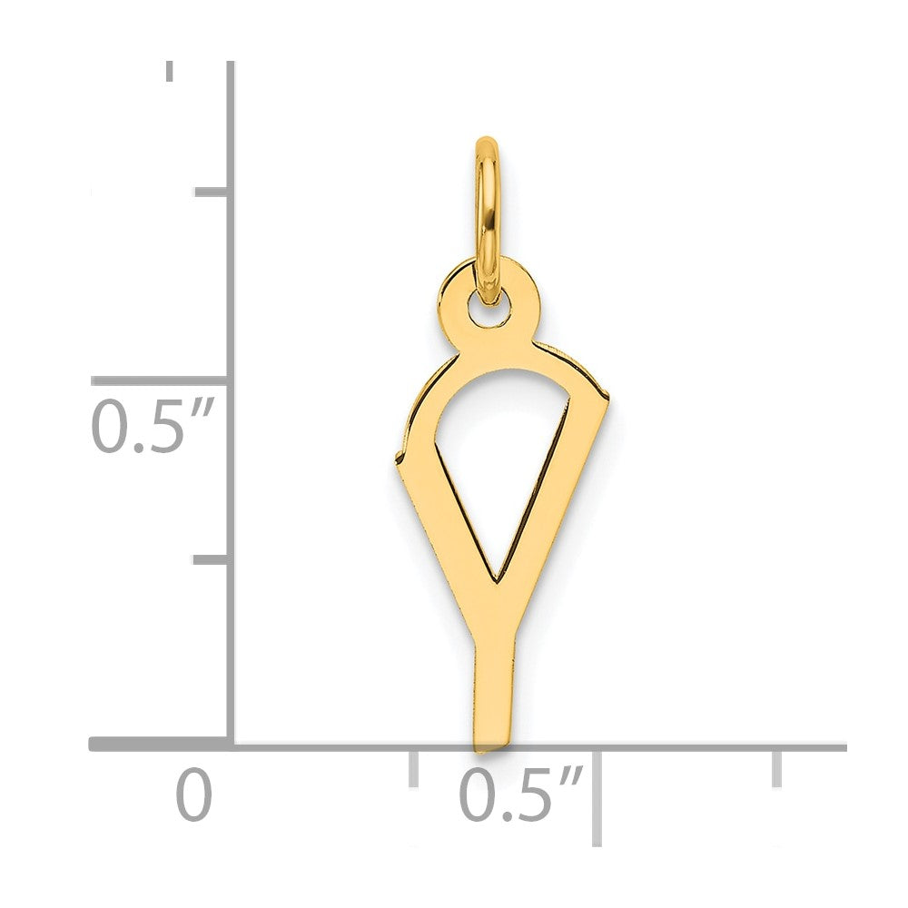 14K Yellow Gold Slanted Block Letter Y Initial Charm