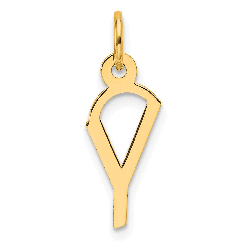 14K Yellow Gold Small Slanted Block Letter Y Initial Charm