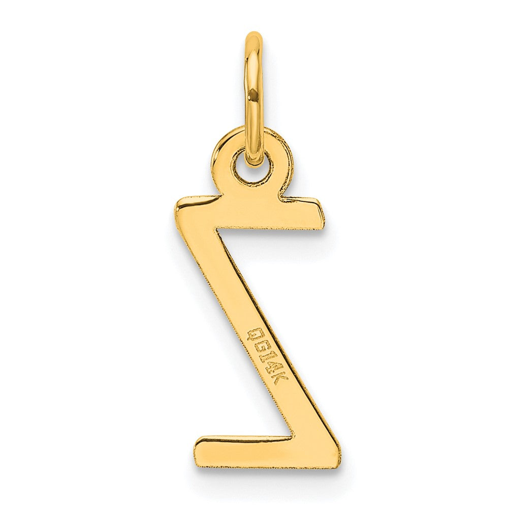 14K Yellow Gold Slanted Block Letter Z Initial Charm