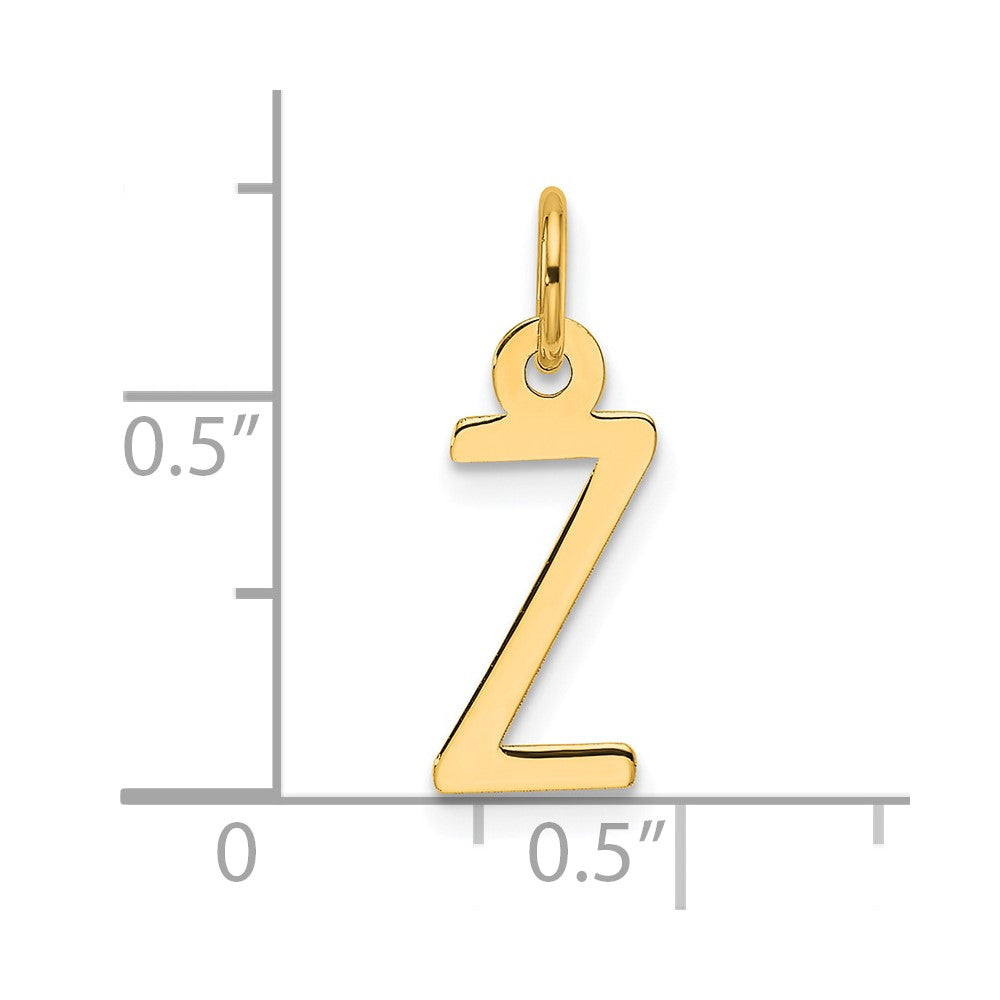 14K Yellow Gold Slanted Block Letter Z Initial Charm