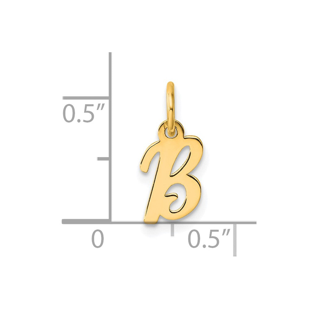 14K Yellow Gold Small Script Letter B Initial Charm
