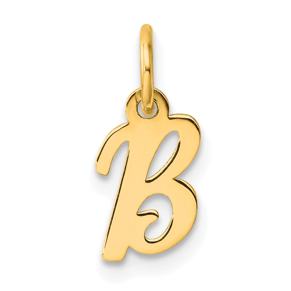 14K Yellow Gold Small Script Letter B Initial Charm