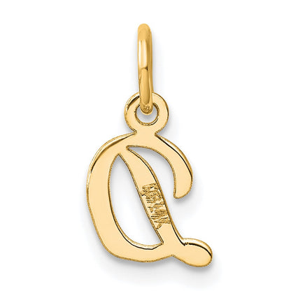 14K Yellow Gold Small Script Letter D Initial Charm