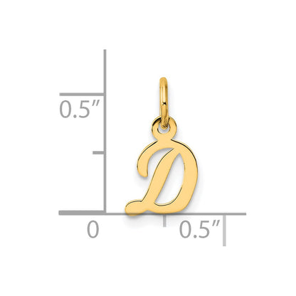 14K Yellow Gold Small Script Letter D Initial Charm
