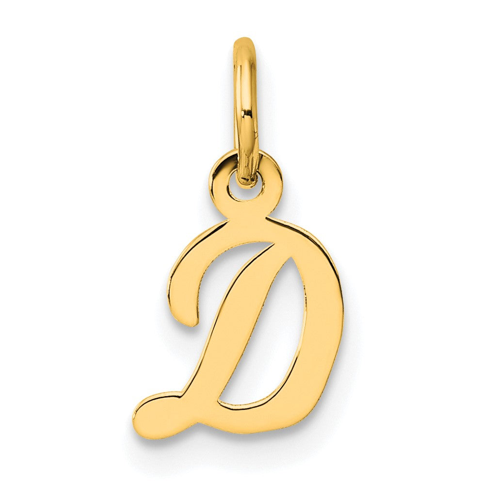 14K Yellow Gold Small Script Letter D Initial Charm