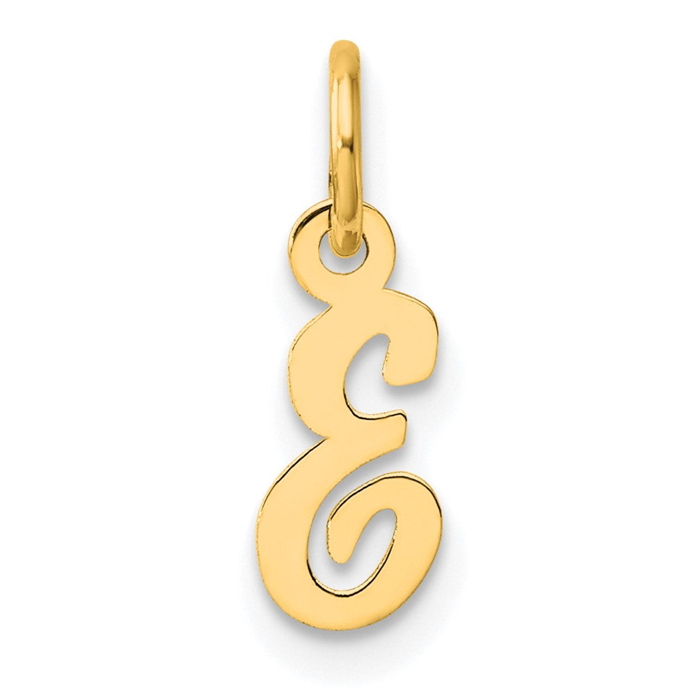 14K Yellow Gold Small Script Letter E Initial Charm