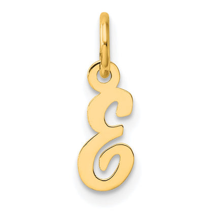 14K Yellow Gold Small Script Letter E Initial Charm