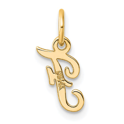 14K Yellow Gold Small Script Letter F Initial Charm