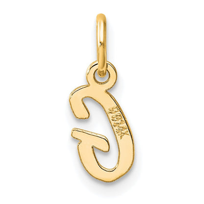 14K Yellow Gold Small Script Letter G Initial Charm