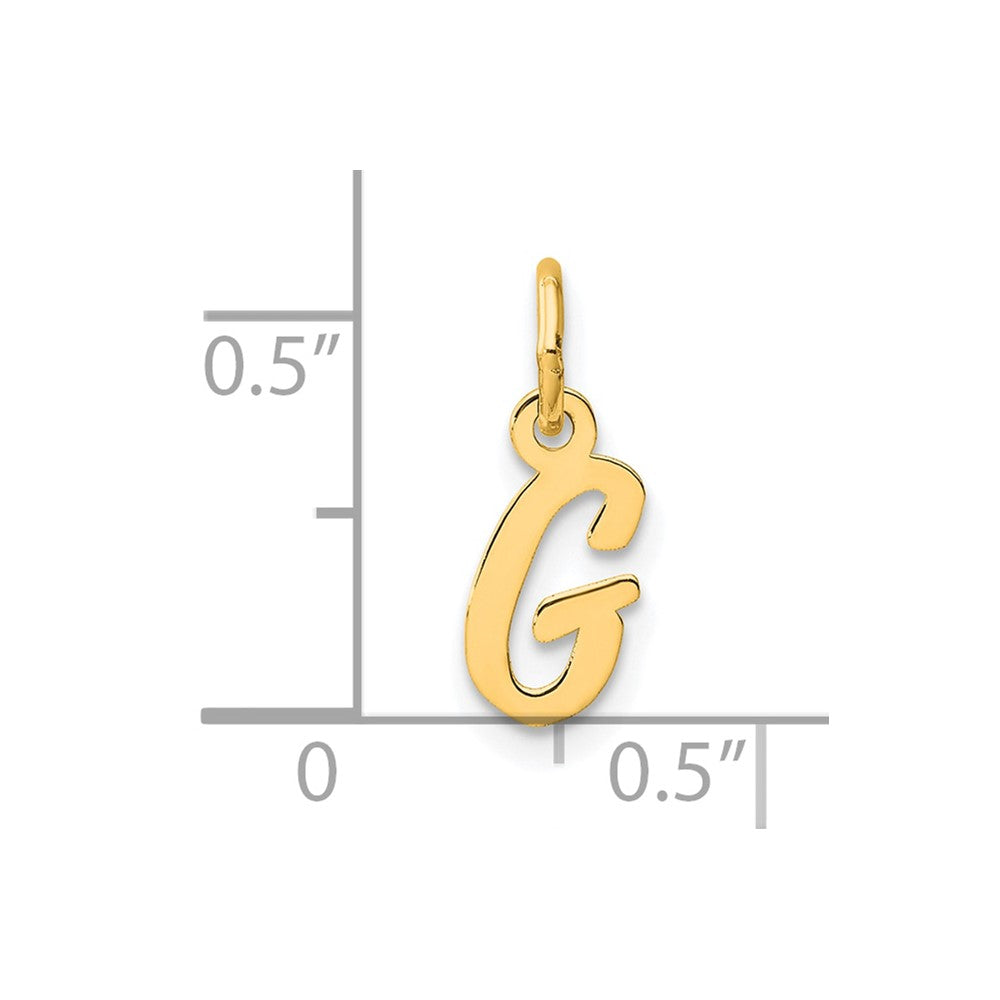 14K Yellow Gold Small Script Letter G Initial Charm