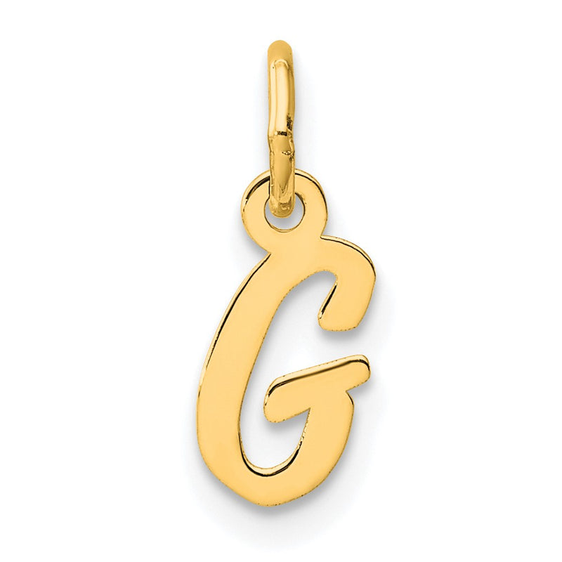 14K Yellow Gold Small Script Letter G Initial Charm
