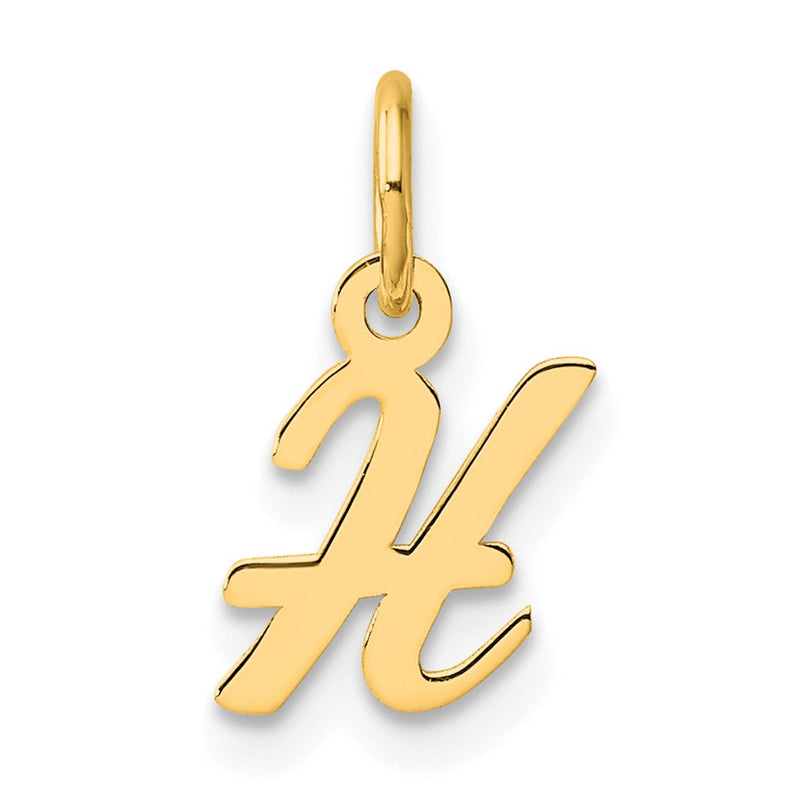 14K Yellow Gold Small Script Letter H Initial Charm