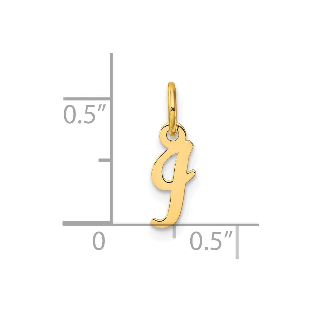 14K Yellow Gold Small Script Letter I Initial Charm