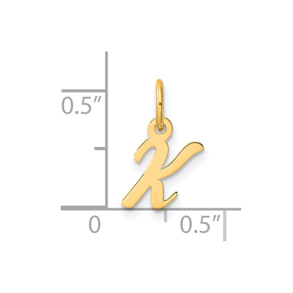 14K Yellow Gold Small Script Letter K Initial Charm