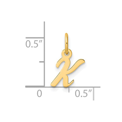 14K Yellow Gold Small Script Letter K Initial Charm