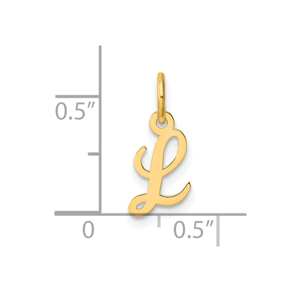 14K Yellow Gold Small Script Letter L Initial Charm