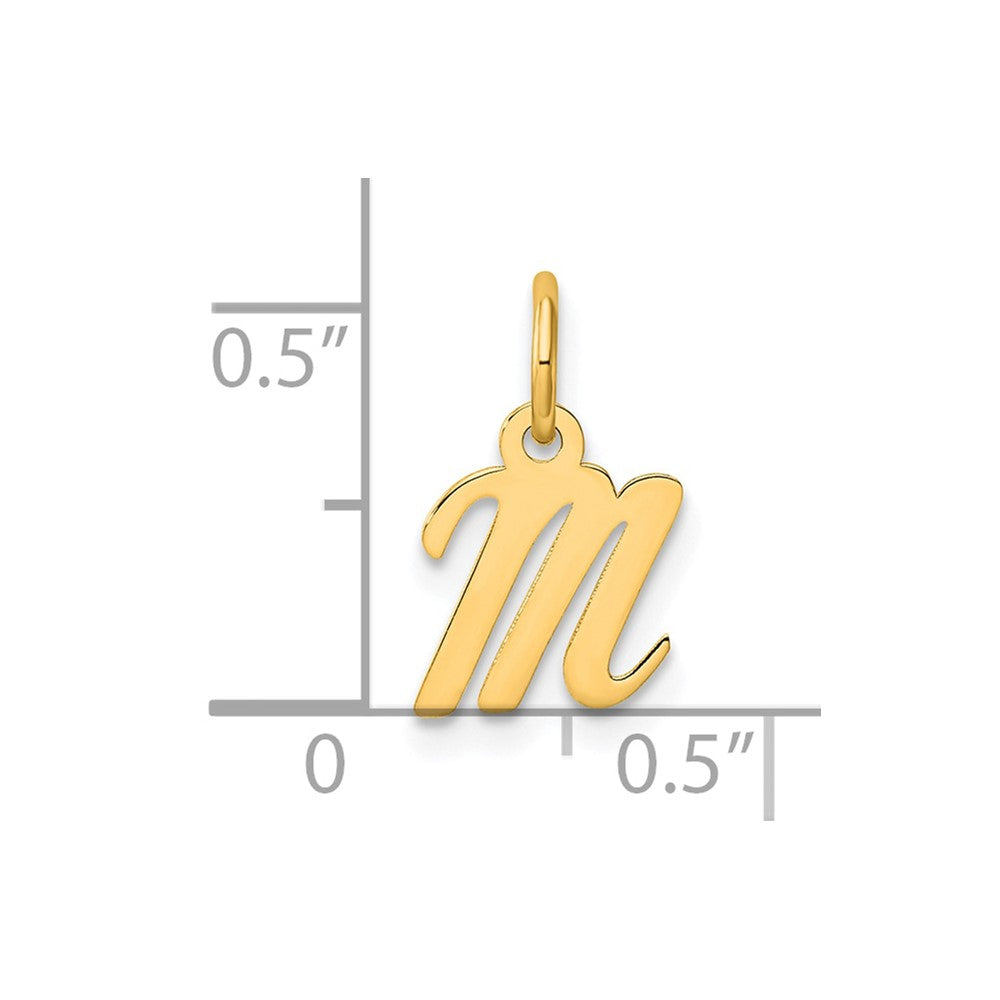 14K Yellow Gold Small Script Letter M Initial Charm