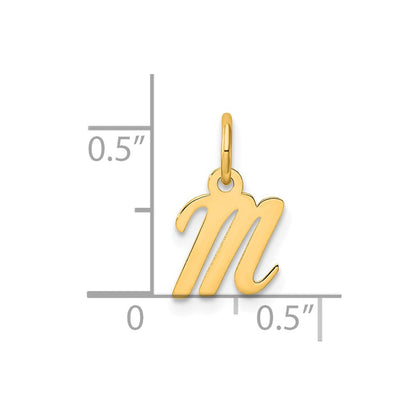 14K Yellow Gold Small Script Letter M Initial Charm