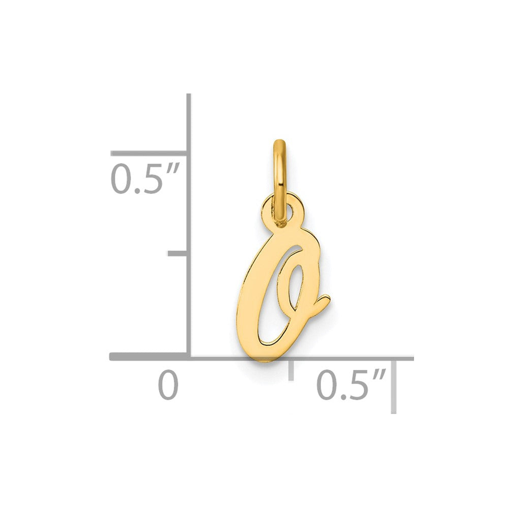 14K Yellow Gold Small Script Letter O Initial Charm