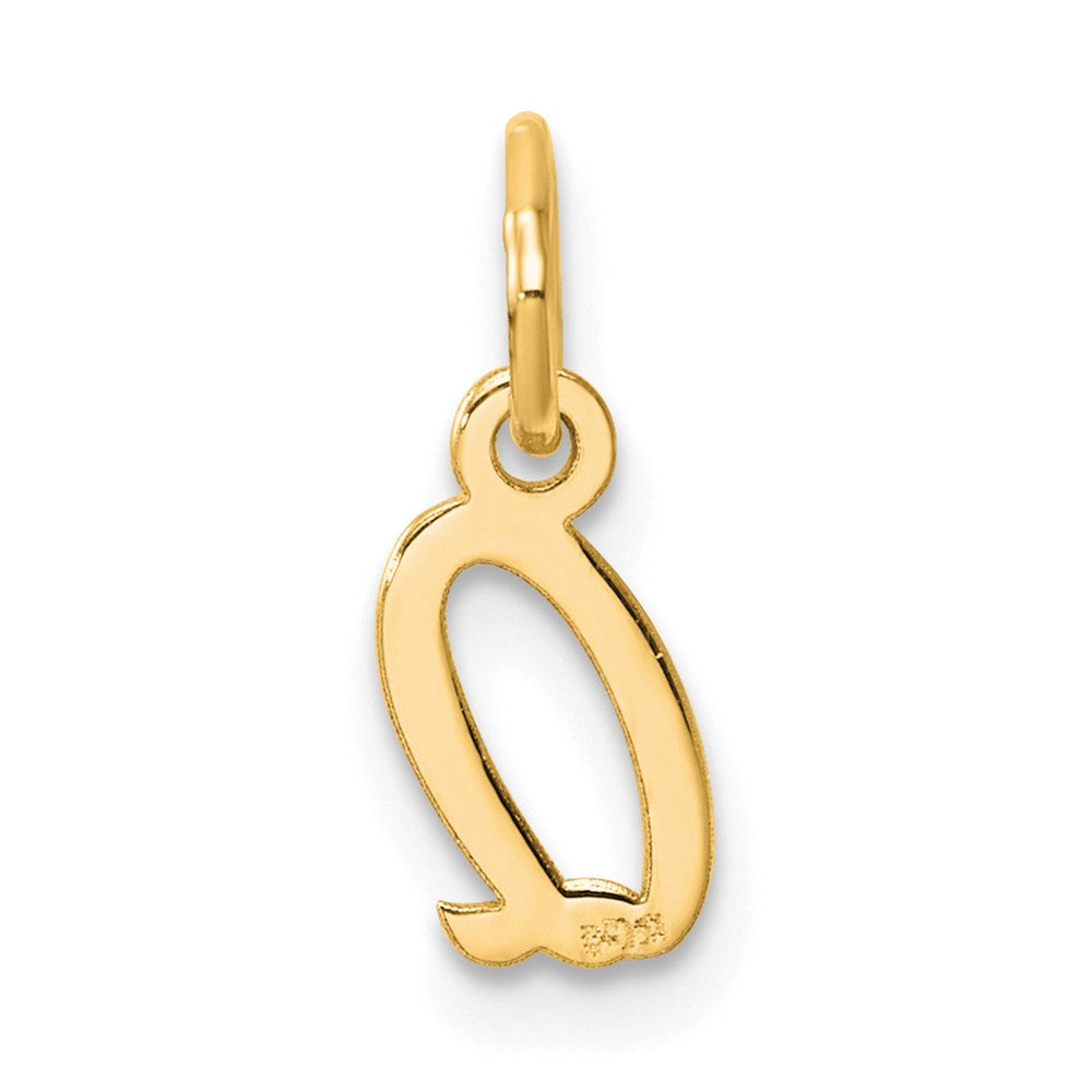14K Yellow Gold Small Script Letter Q Initial Charm