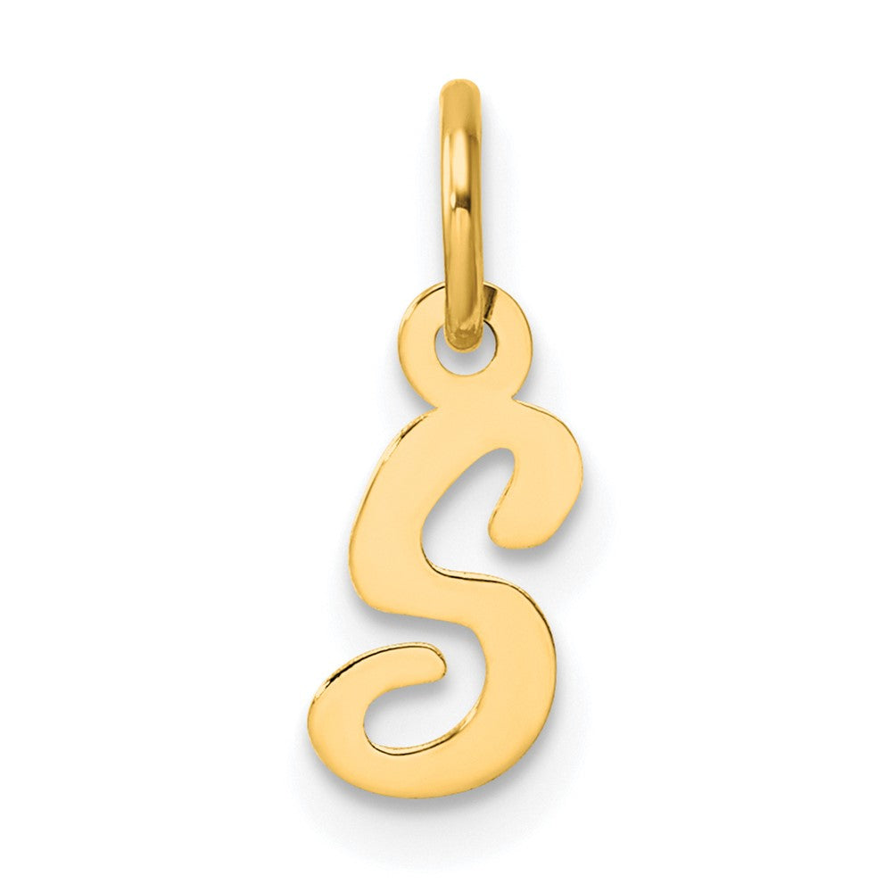 14K Yellow Gold Small Script Letter S Initial Charm
