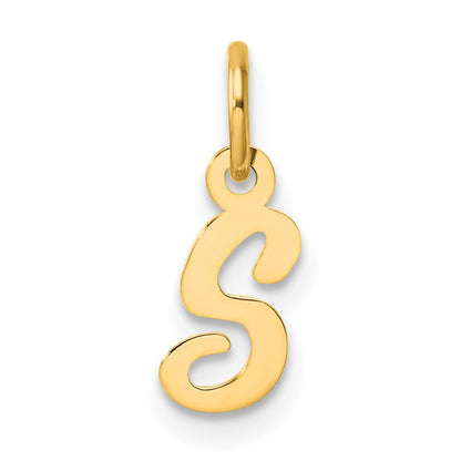 14K Yellow Gold Small Script Letter S Initial Charm