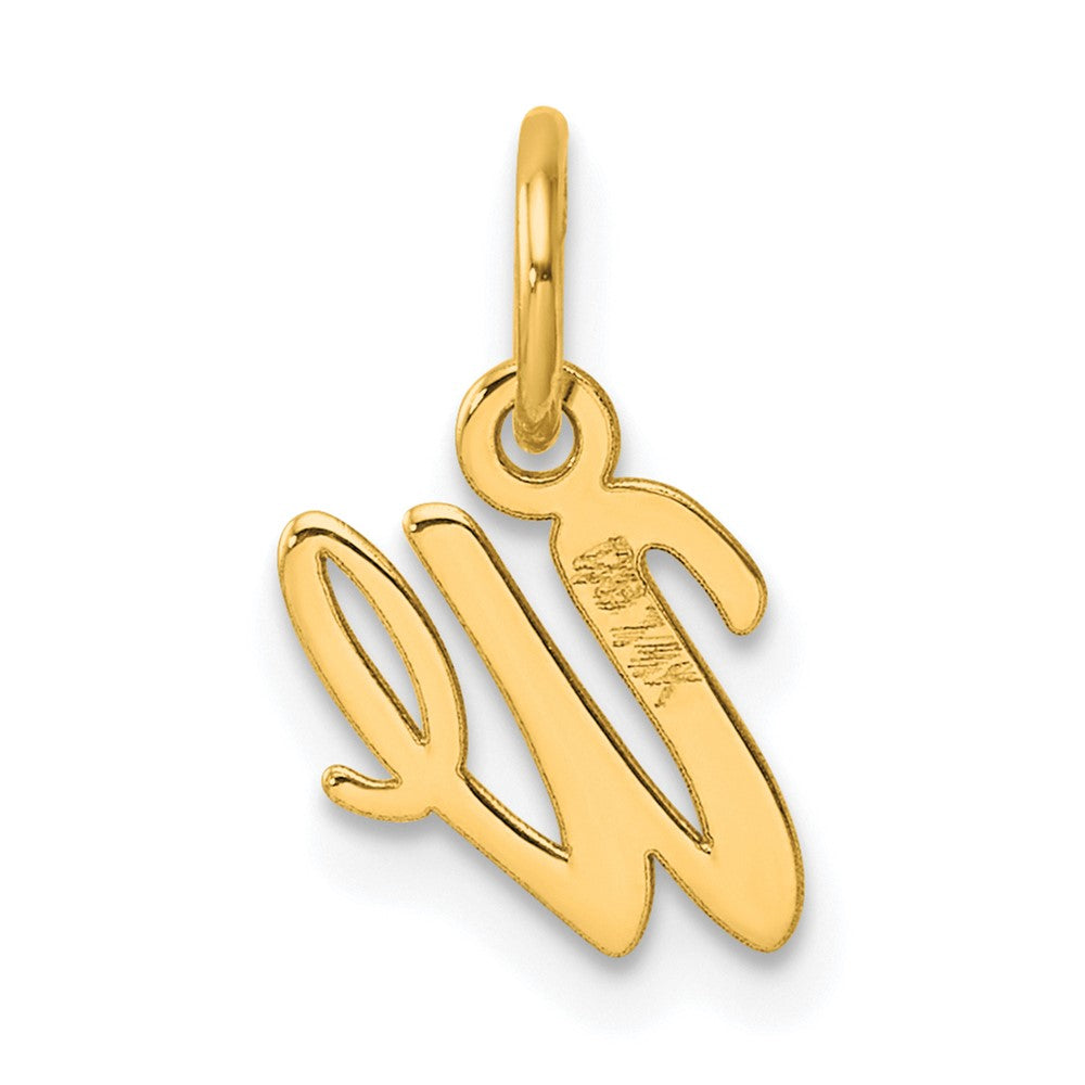 14K Yellow Gold Small Script Letter W Initial Charm