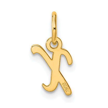 14K Yellow Gold Small Script Letter X Initial Charm