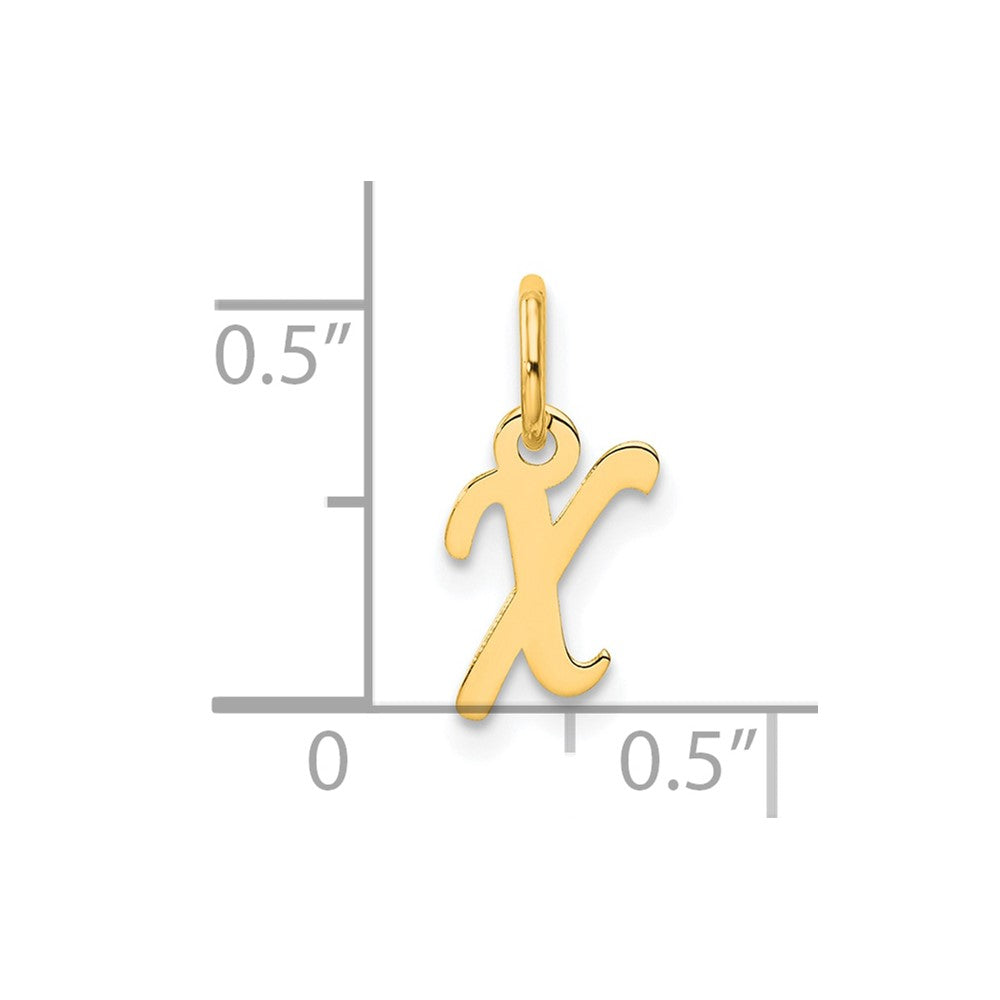 14K Yellow Gold Small Script Letter X Initial Charm