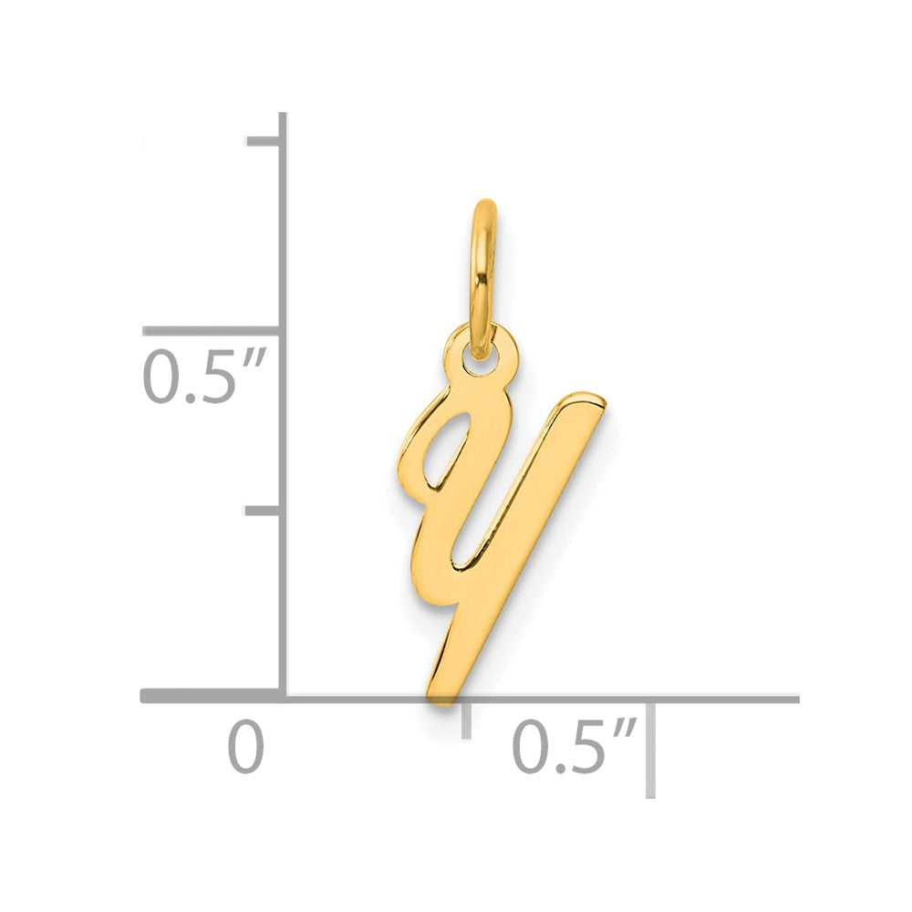 14K Yellow Gold Small Script Letter Y Initial Charm