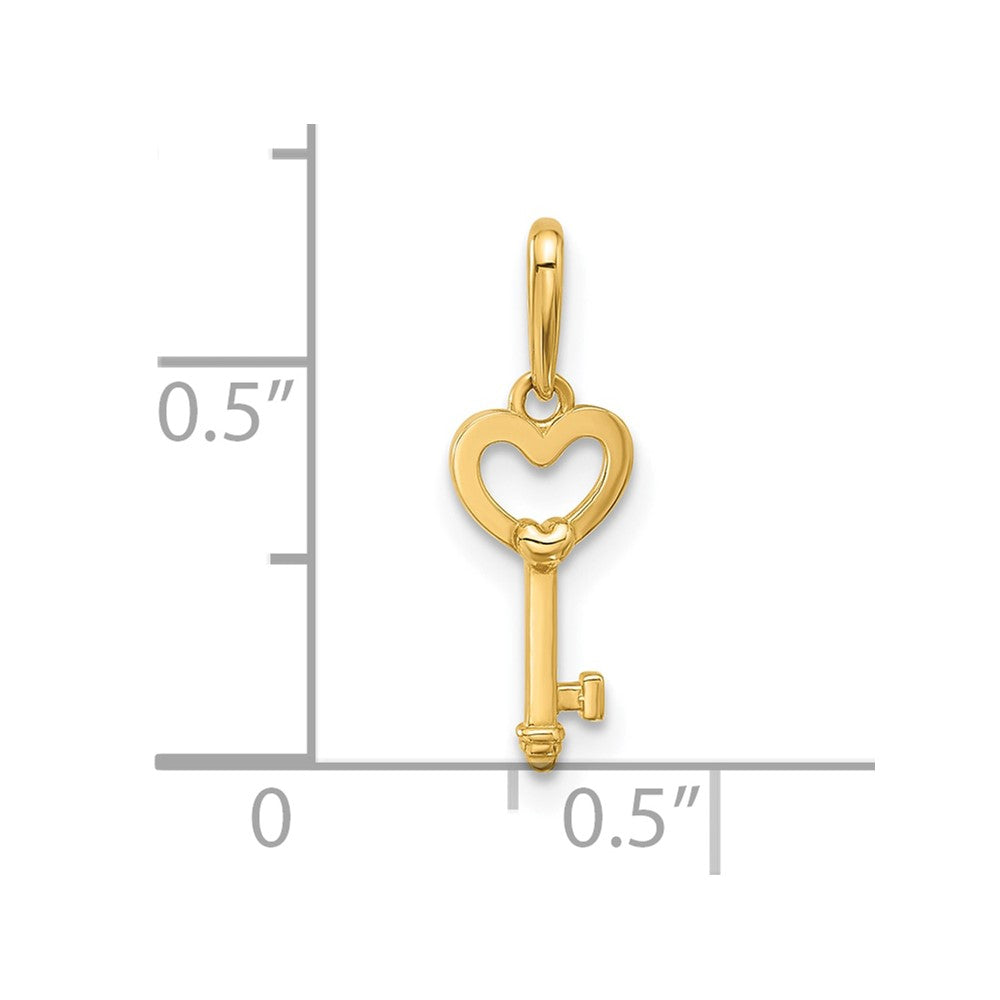 14K Yellow Gold Polished Heart Key Pendant