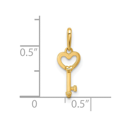 14K Yellow Gold Polished Heart Key Pendant