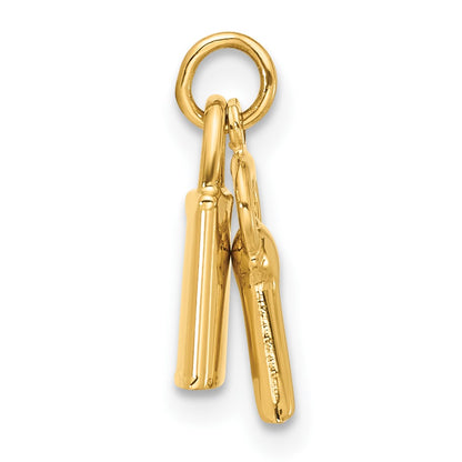 14K Yellow Gold Polished Lock and Key Pendant