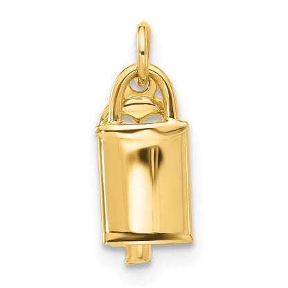 14K Yellow Gold Polished Lock and Key Pendant