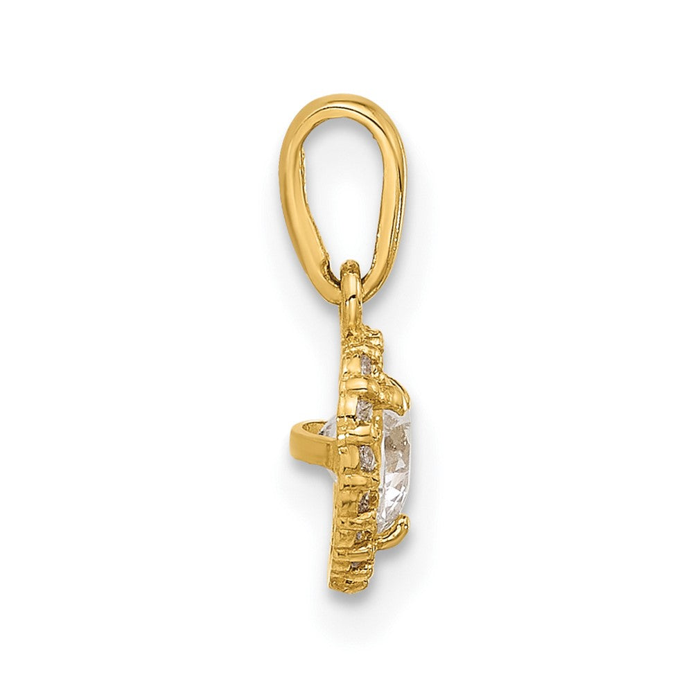 14K Yellow Gold CZ Heart Pendant