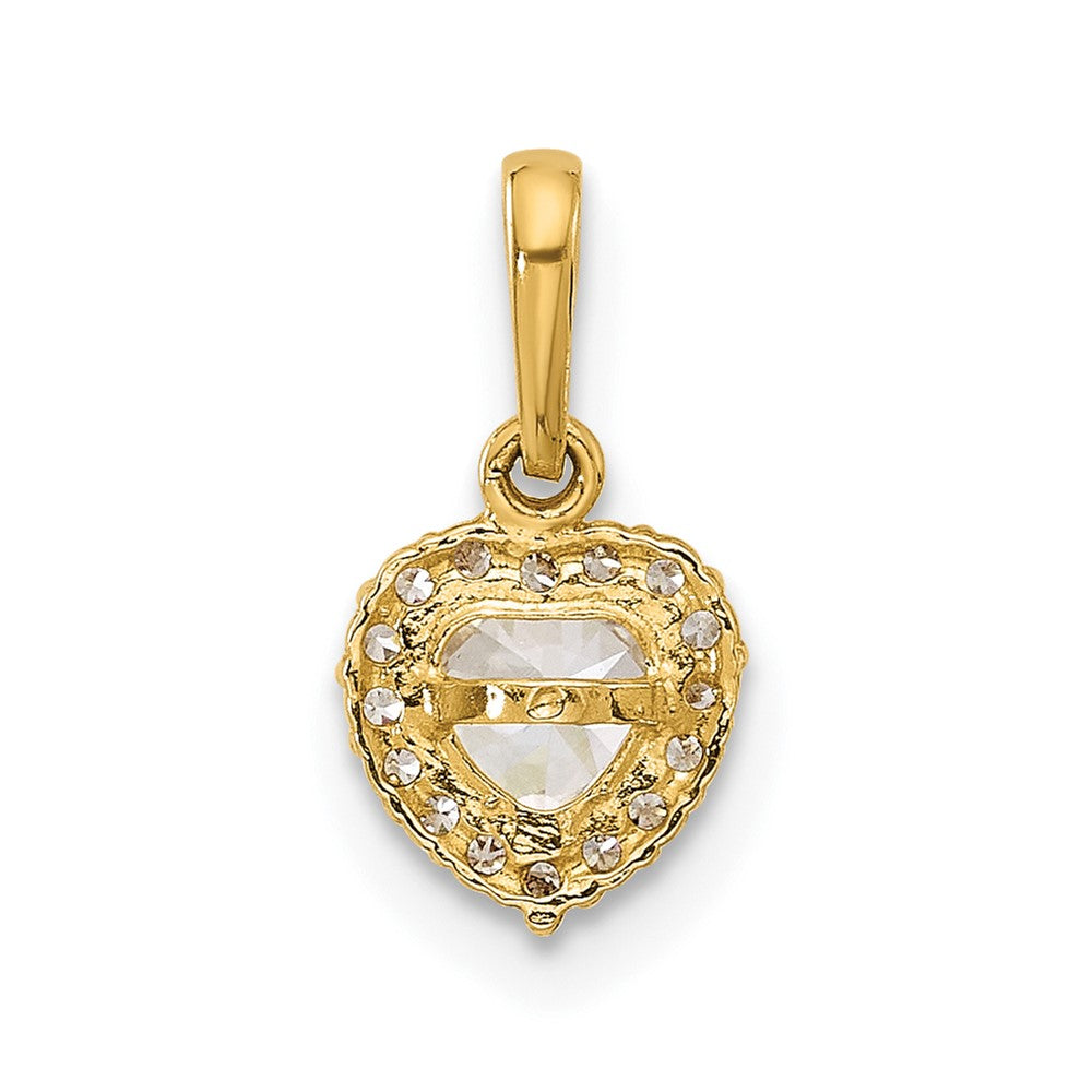 14K Yellow Gold CZ Heart Pendant