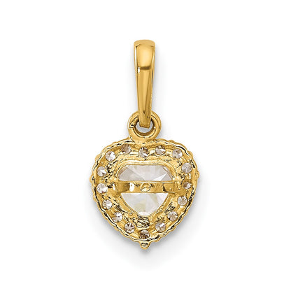 14K Yellow Gold CZ Heart Pendant