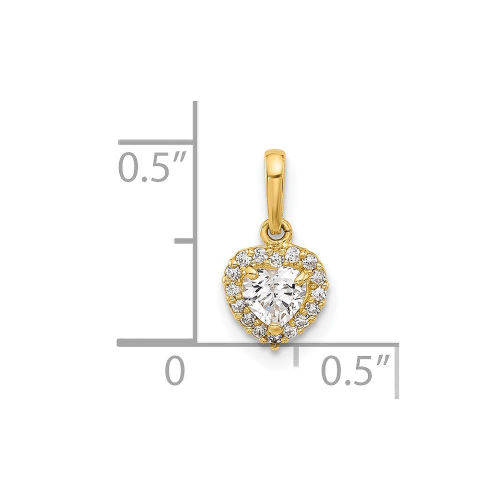 14K Yellow Gold CZ Heart Pendant