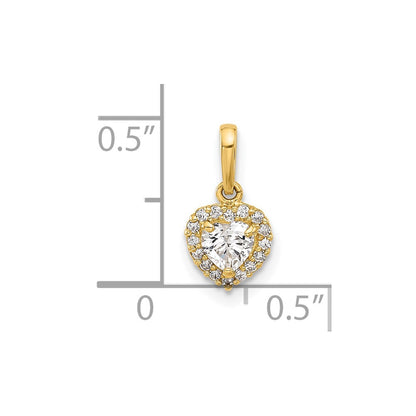 14K Yellow Gold CZ Heart Pendant