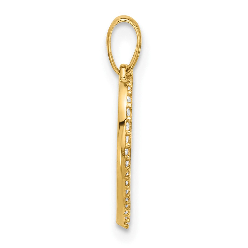 14K Yellow Gold Polished CZ Heart Pendant