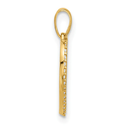 14K Yellow Gold Polished CZ Heart Pendant