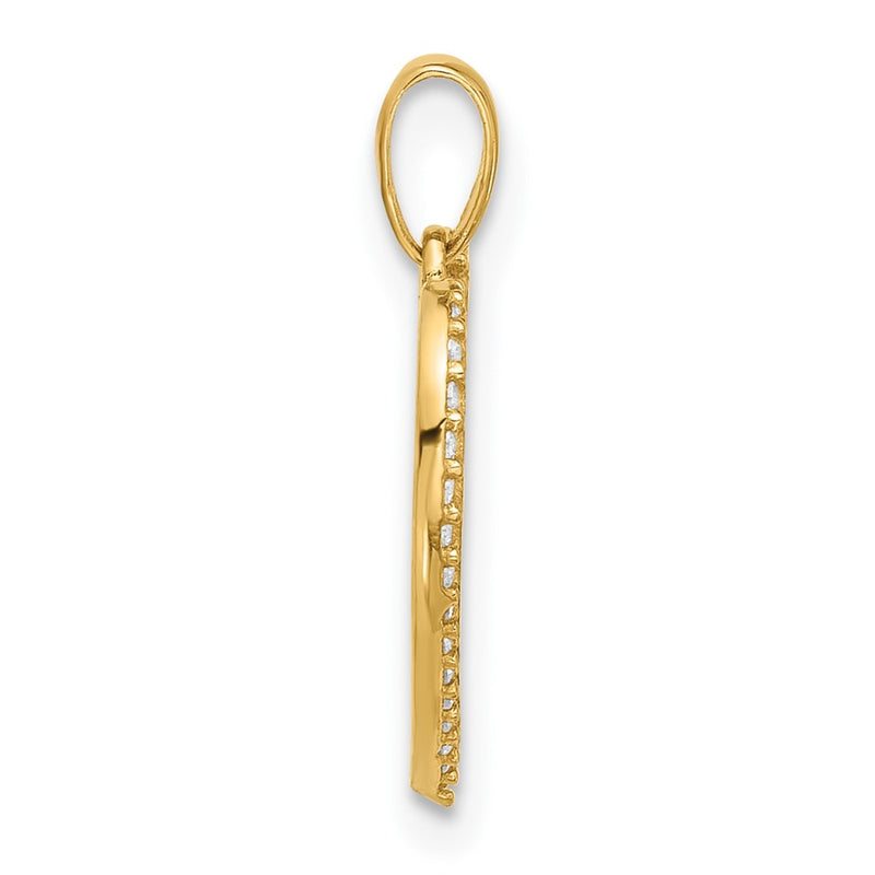 14K Yellow Gold Polished CZ Heart Pendant