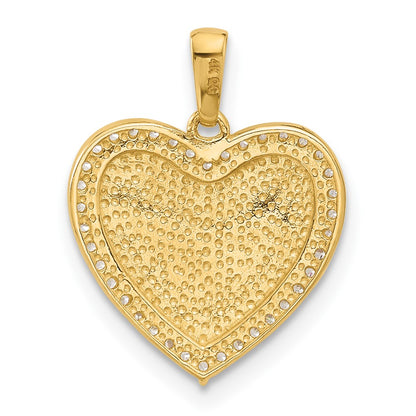 14K Yellow Gold Polished CZ Heart Pendant