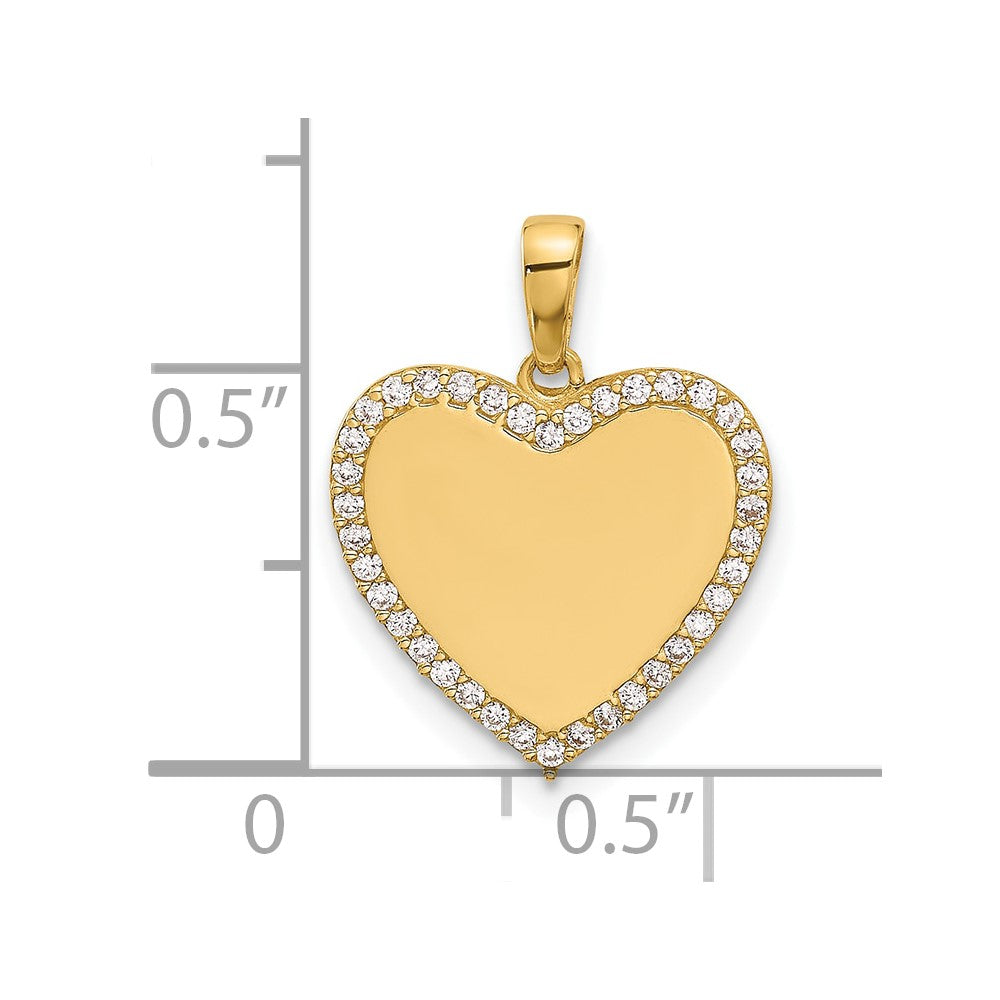 14K Yellow Gold Polished CZ Heart Pendant