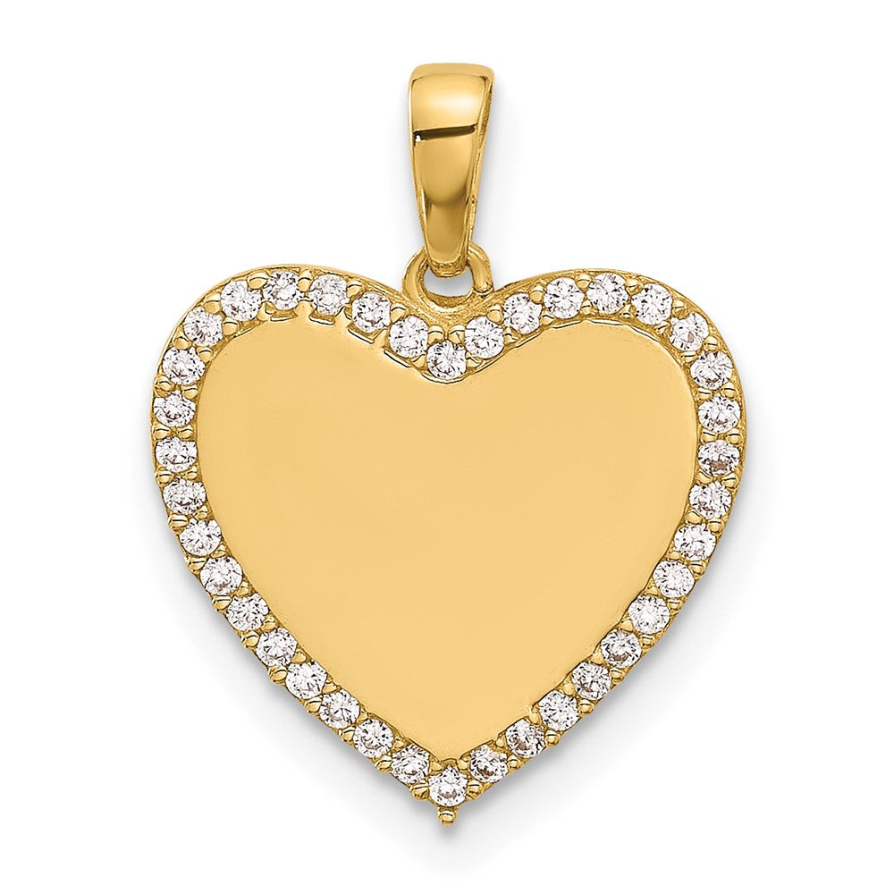 14K Yellow Gold Polished CZ Heart Pendant