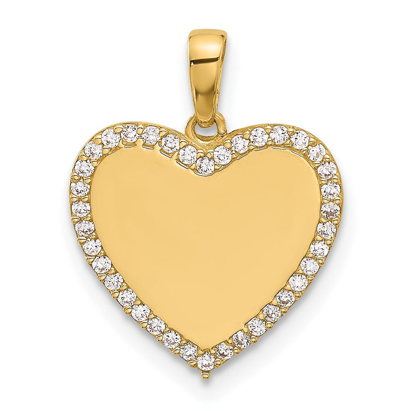 14K Yellow Gold Polished CZ Heart Pendant