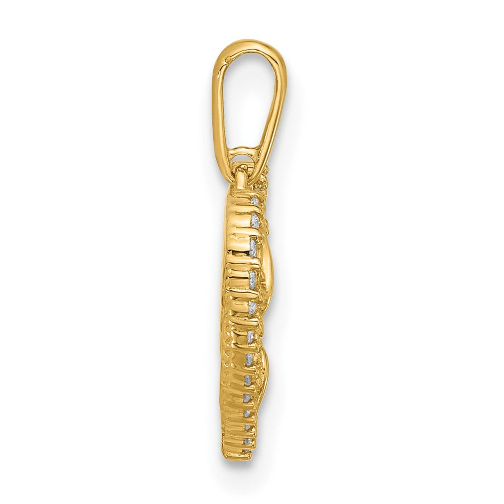 14K Yellow Gold Polished CZ Heart Pendant