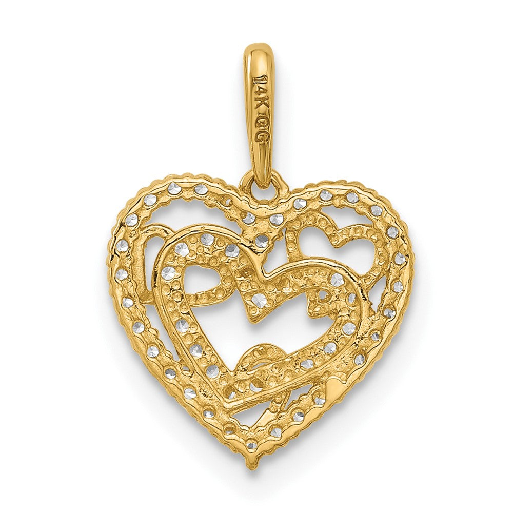 14K Yellow Gold Polished CZ Heart Pendant
