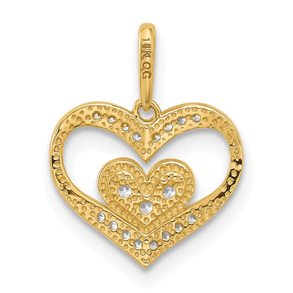 14K Yellow Gold Polished CZ Heart Pendant