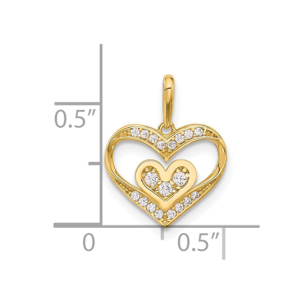 14K Yellow Gold Polished CZ Heart Pendant